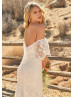 Off Shoulder Ivory Lace Rustic Wedding Dress